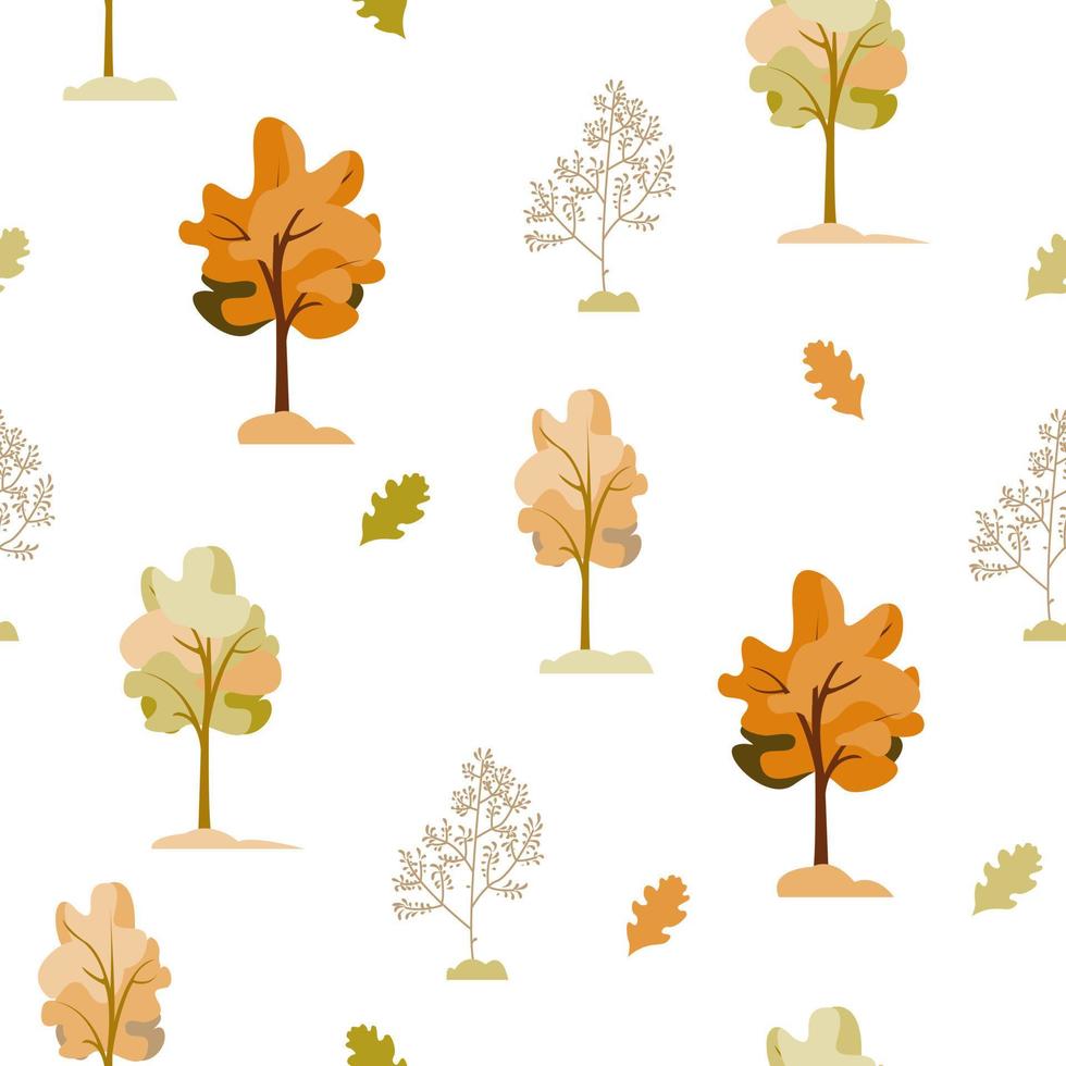 naadloos patroon bloemen herfst vector illustratie . bomen Aan wit achtergrond.