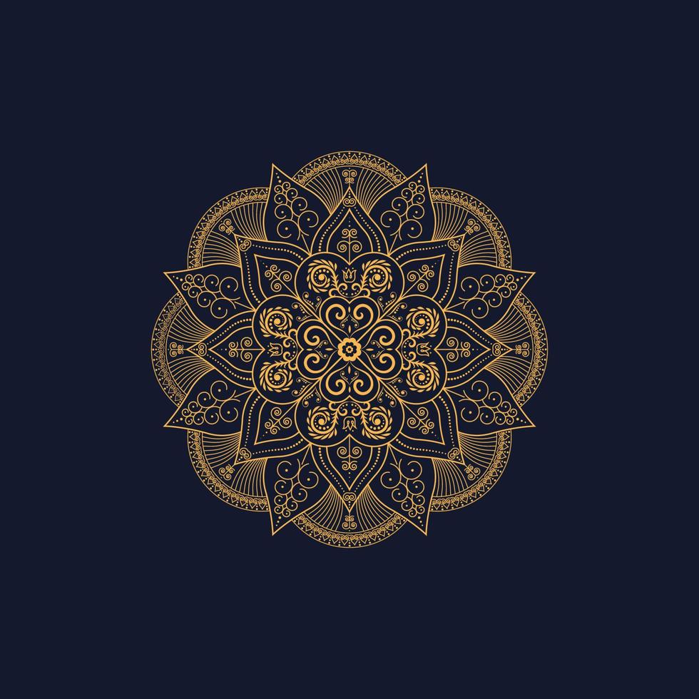 luxe mandala achtergrond met bloemen patroon in goud kleur vector