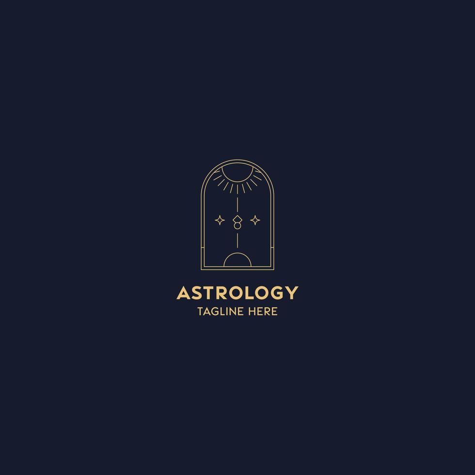 astrologie logo ontwerp sjabloon. meetkundig logo ontwerp met hemel- lijn kunst. vector illustratie.