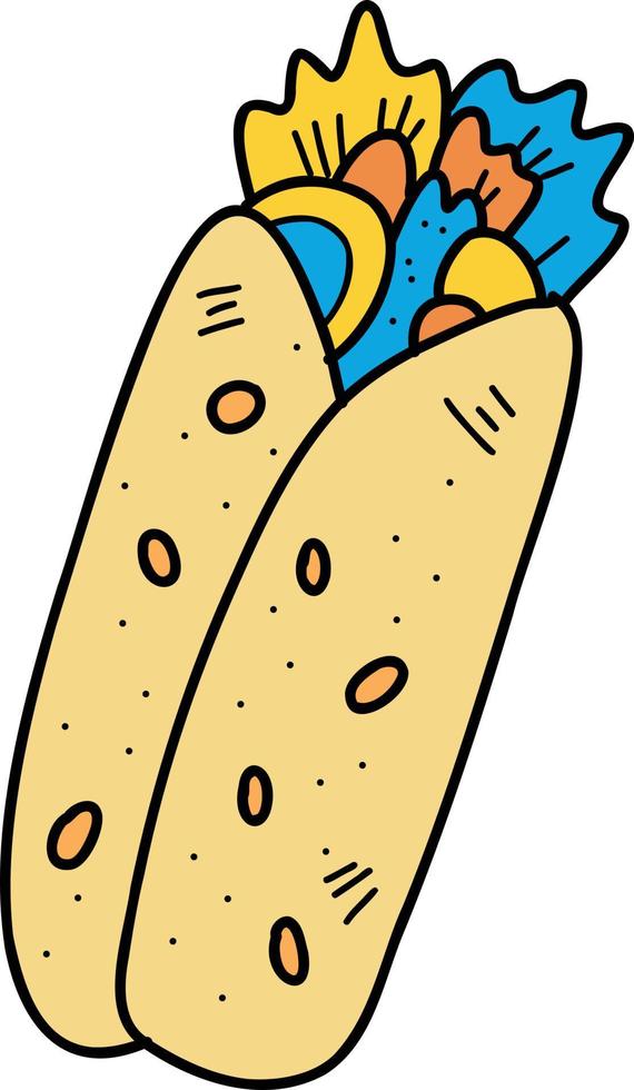 hand- getrokken heerlijk burrito illustratie vector