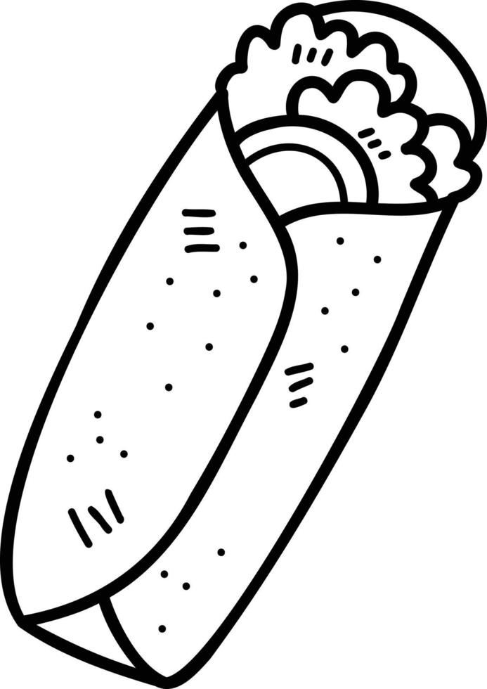 hand- getrokken heerlijk burrito illustratie vector