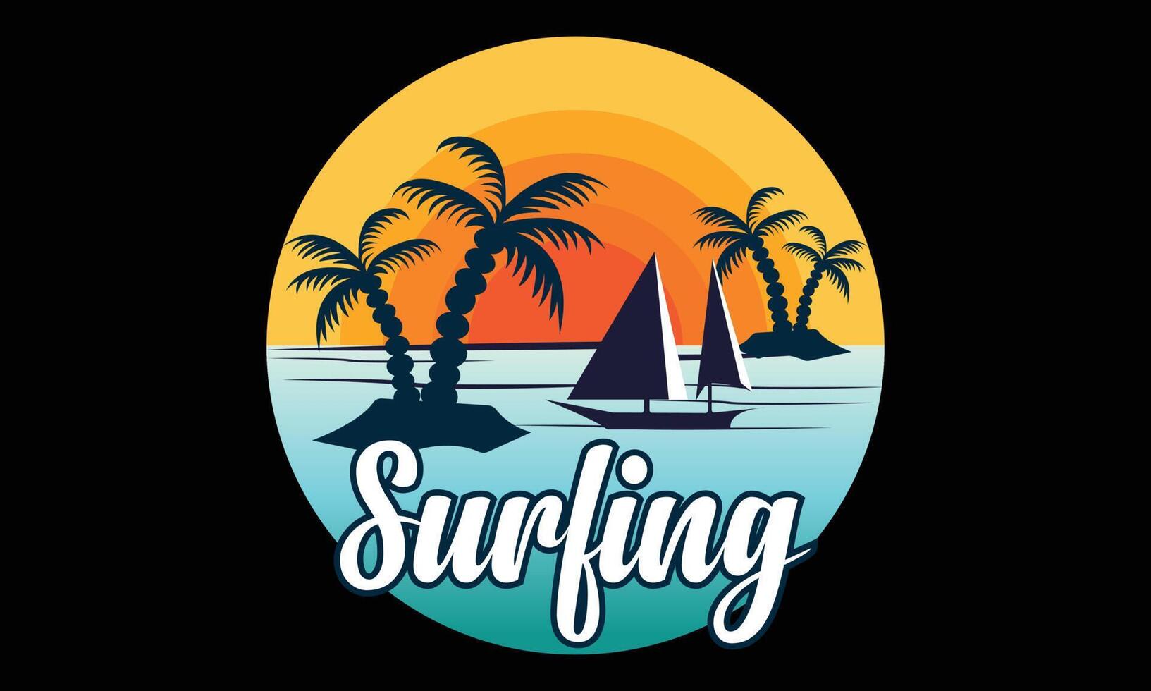 mooi surfing strand vector t-shirt ontwerp pro vector.