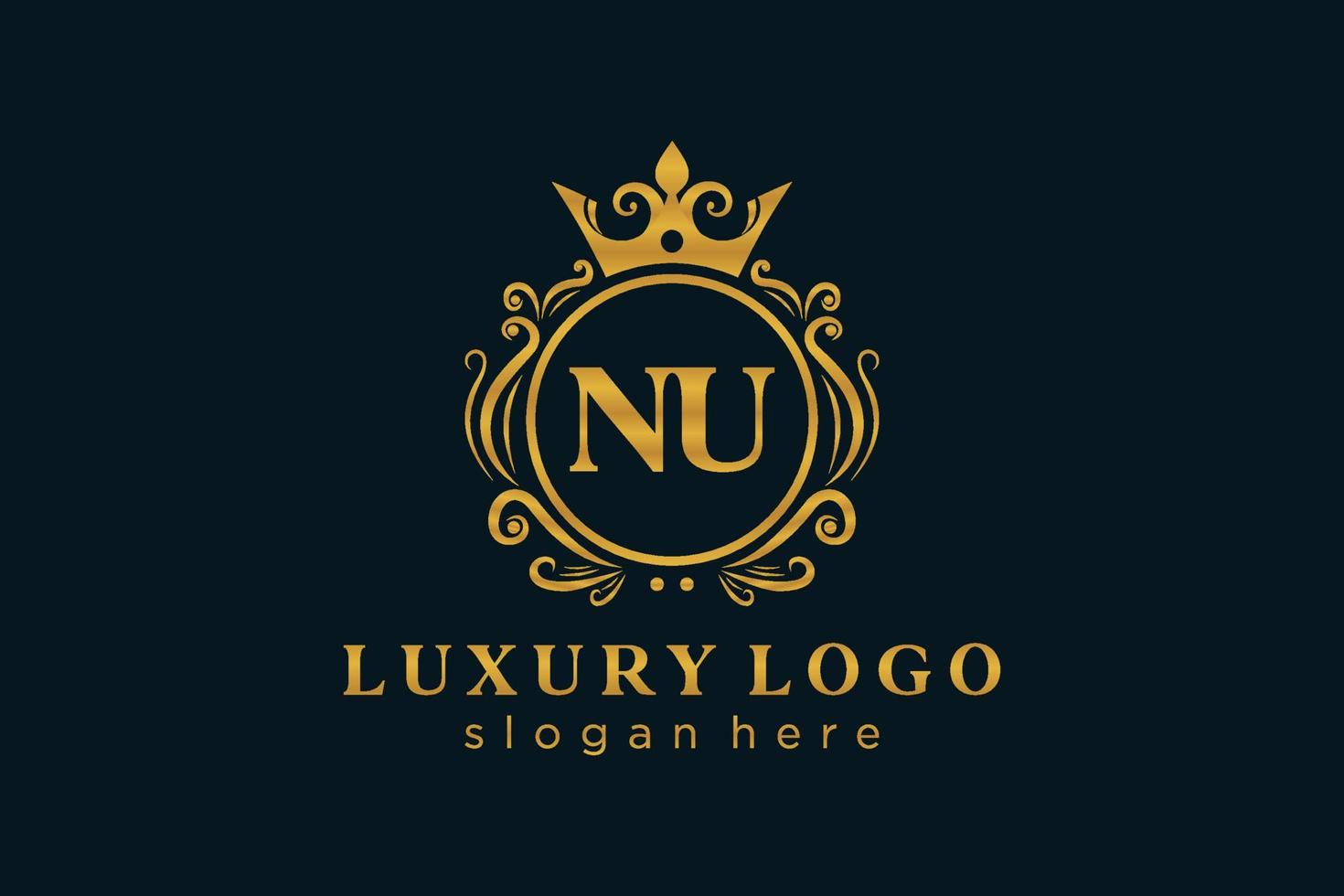 eerste nu brief Koninklijk luxe logo sjabloon in vector kunst voor restaurant, royalty, boetiek, cafe, hotel, heraldisch, sieraden, mode en andere vector illustratie.