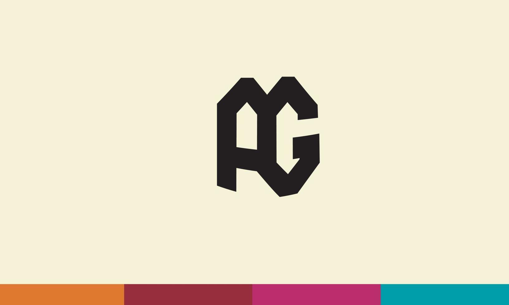 alfabet letters initialen monogram logo ag, ga, a en g vector