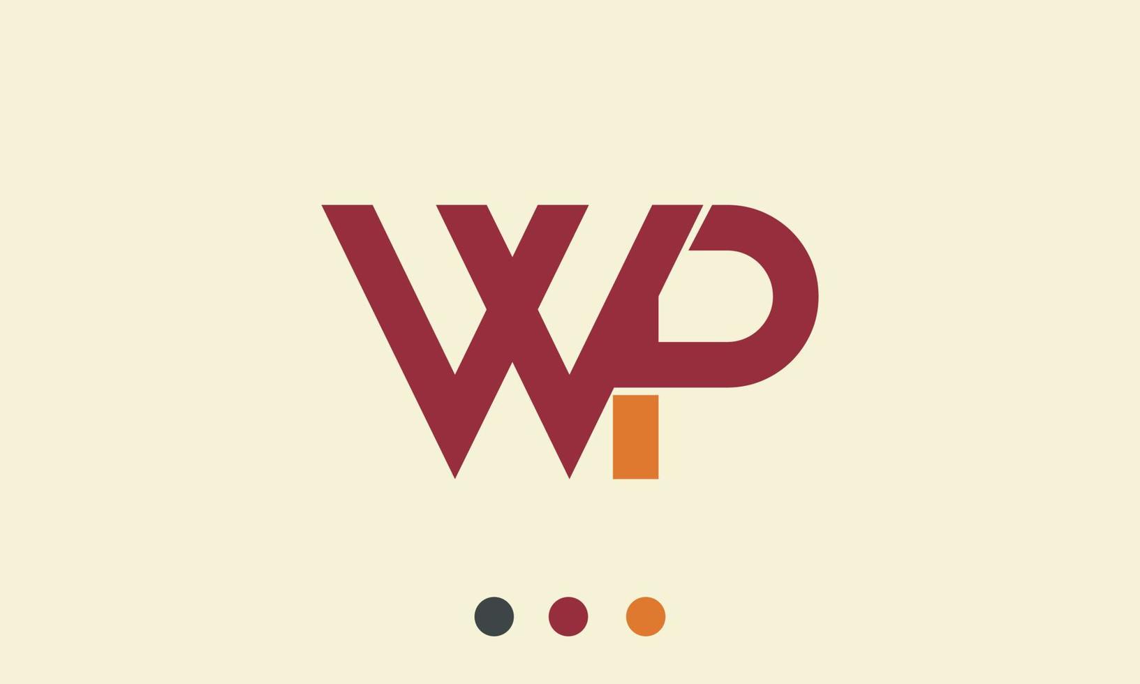 alfabet letters initialen monogram logo wp, pw, w en p vector