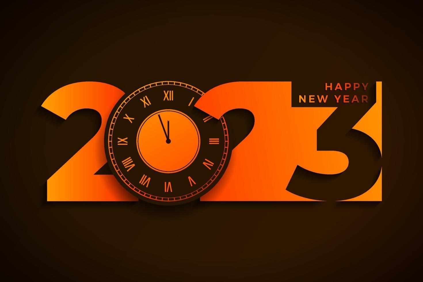 nieuw jaar 2023 creatief bruin achtergrond met tijd klok vector