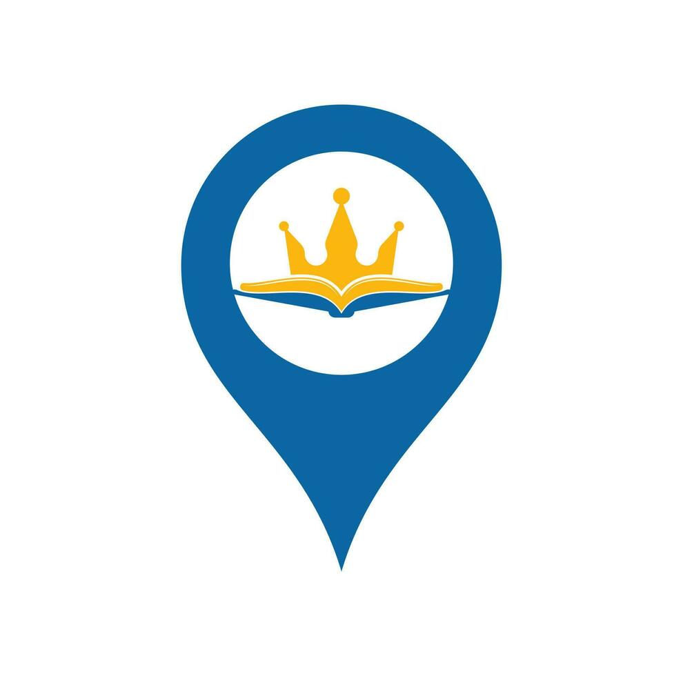 koning boek GPS vorm concept vector logo sjabloon ontwerp. vector boek en kroon logo concept.