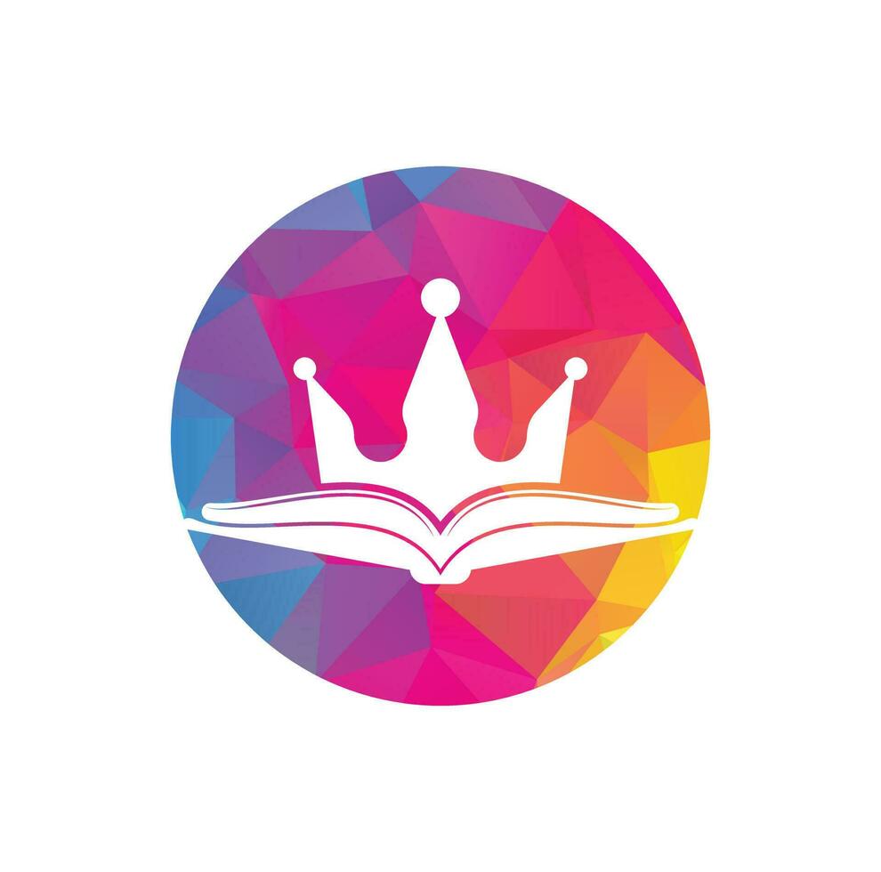 koning boek vector logo sjabloon ontwerp. vector boek en kroon logo concept.