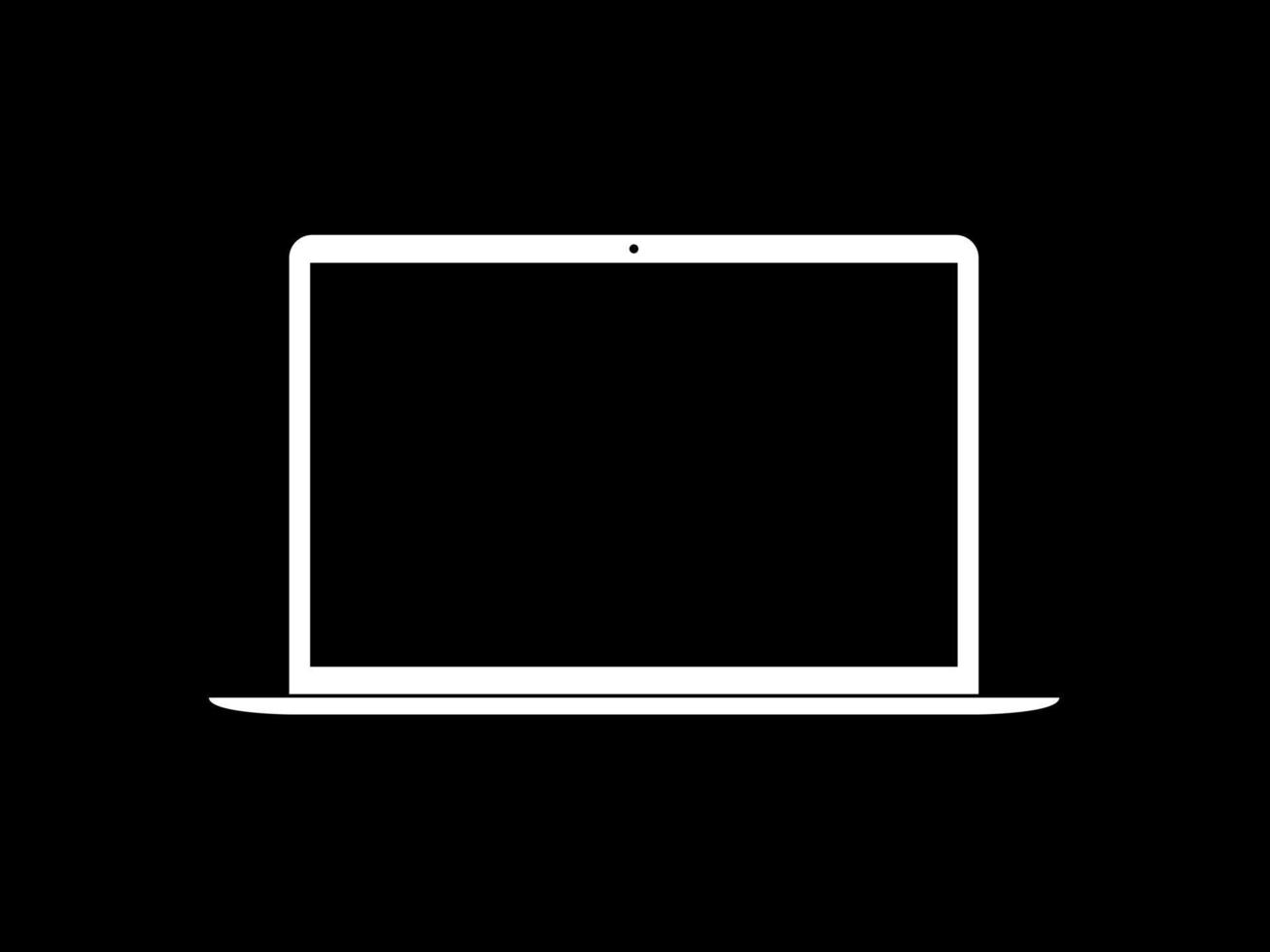 silhouet van de laptop voor teken, icoon, symbool, appjes, website, pictogram, logo, kunst illustratie of grafisch ontwerp element. vector illustratie