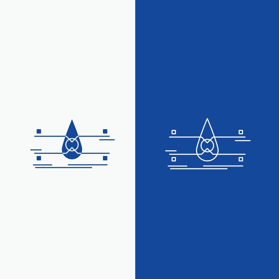 water. toezicht houden. schoon. veiligheid. slim stad lijn en glyph web knop in blauw kleur verticaal banier voor ui en ux. website of mobiel toepassing vector