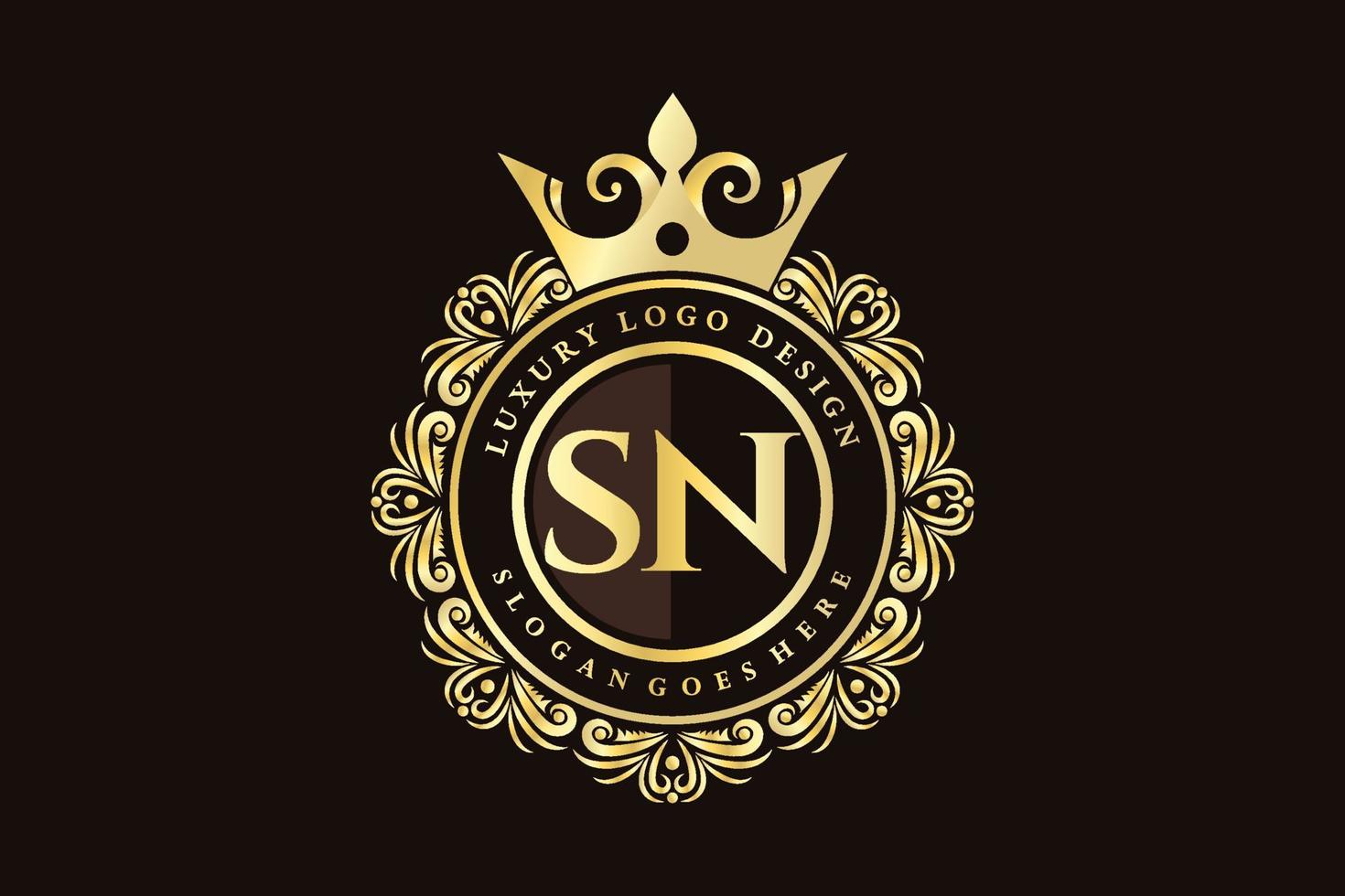 sn eerste brief goud kalligrafische vrouwelijk bloemen hand- getrokken heraldisch monogram antiek wijnoogst stijl luxe logo ontwerp premie vector