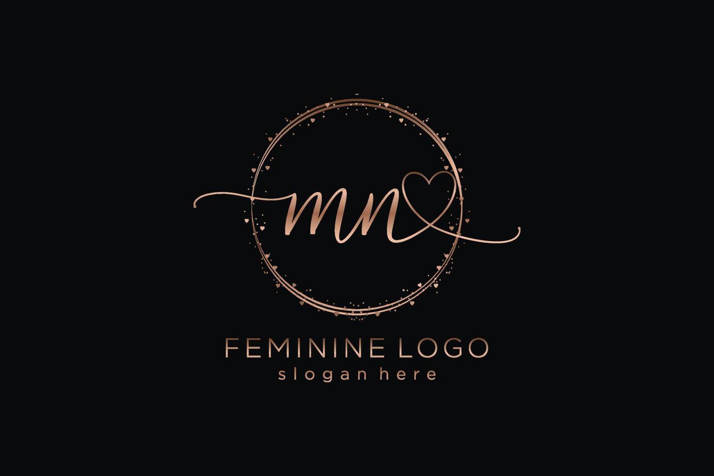 eerste mn handschrift logo met cirkel sjabloon vector logo van eerste bruiloft, mode, bloemen en botanisch met creatief sjabloon.