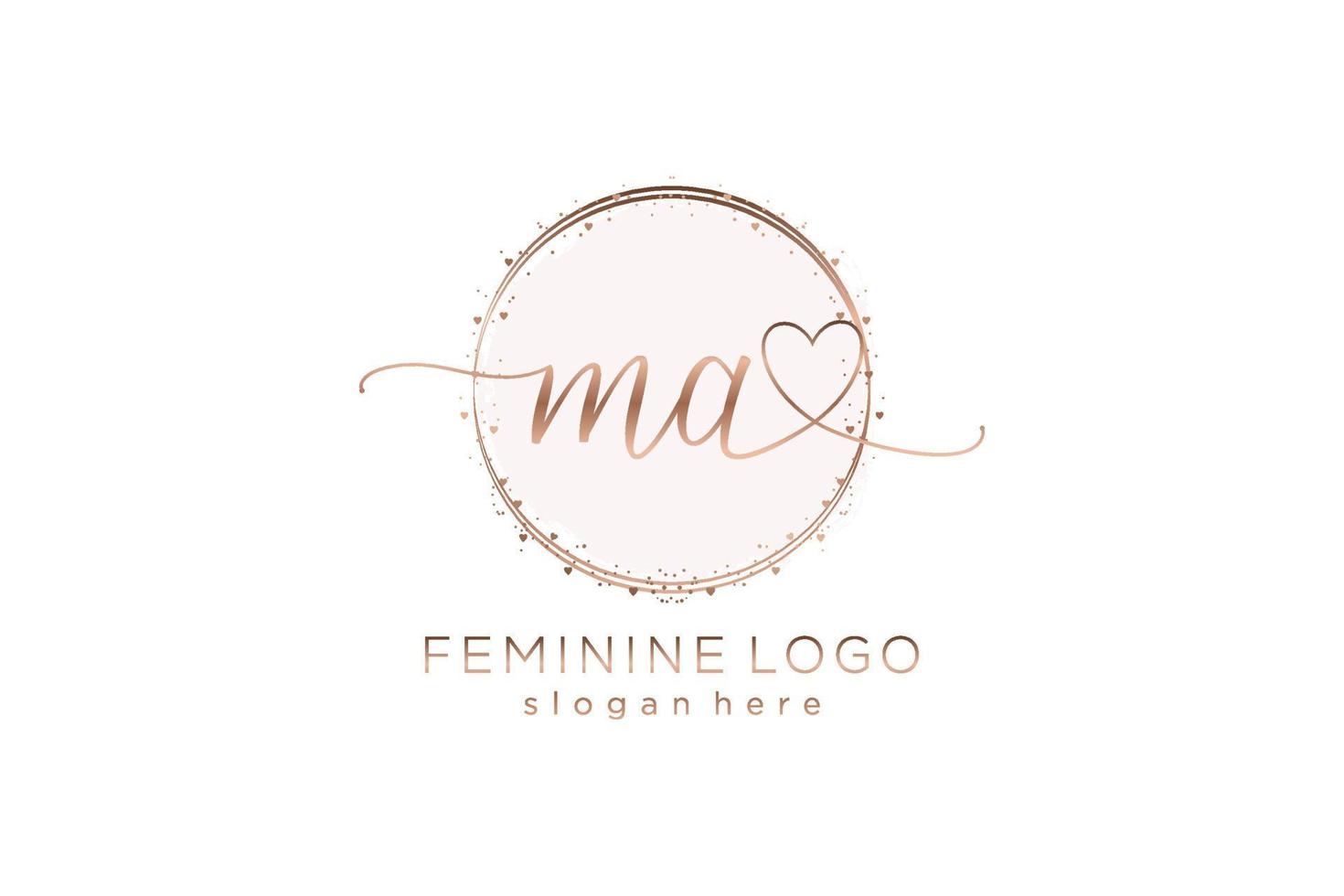 eerste ma handschrift logo met cirkel sjabloon vector logo van eerste bruiloft, mode, bloemen en botanisch met creatief sjabloon.