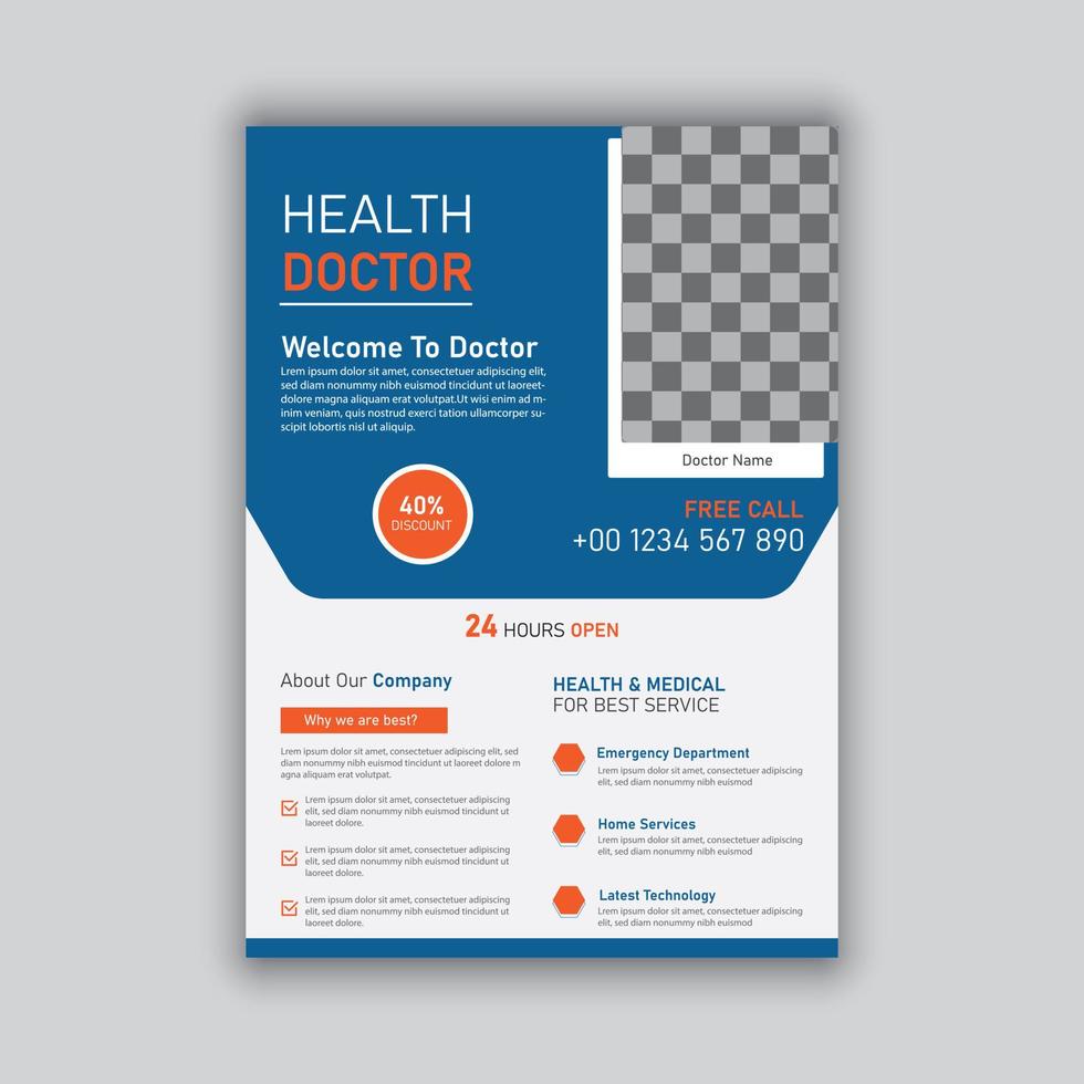 Gezondheid zorg Hoes a4 sjabloon ontwerp voor een verslag doen van en medisch brochure ontwerp, dokter folder vector