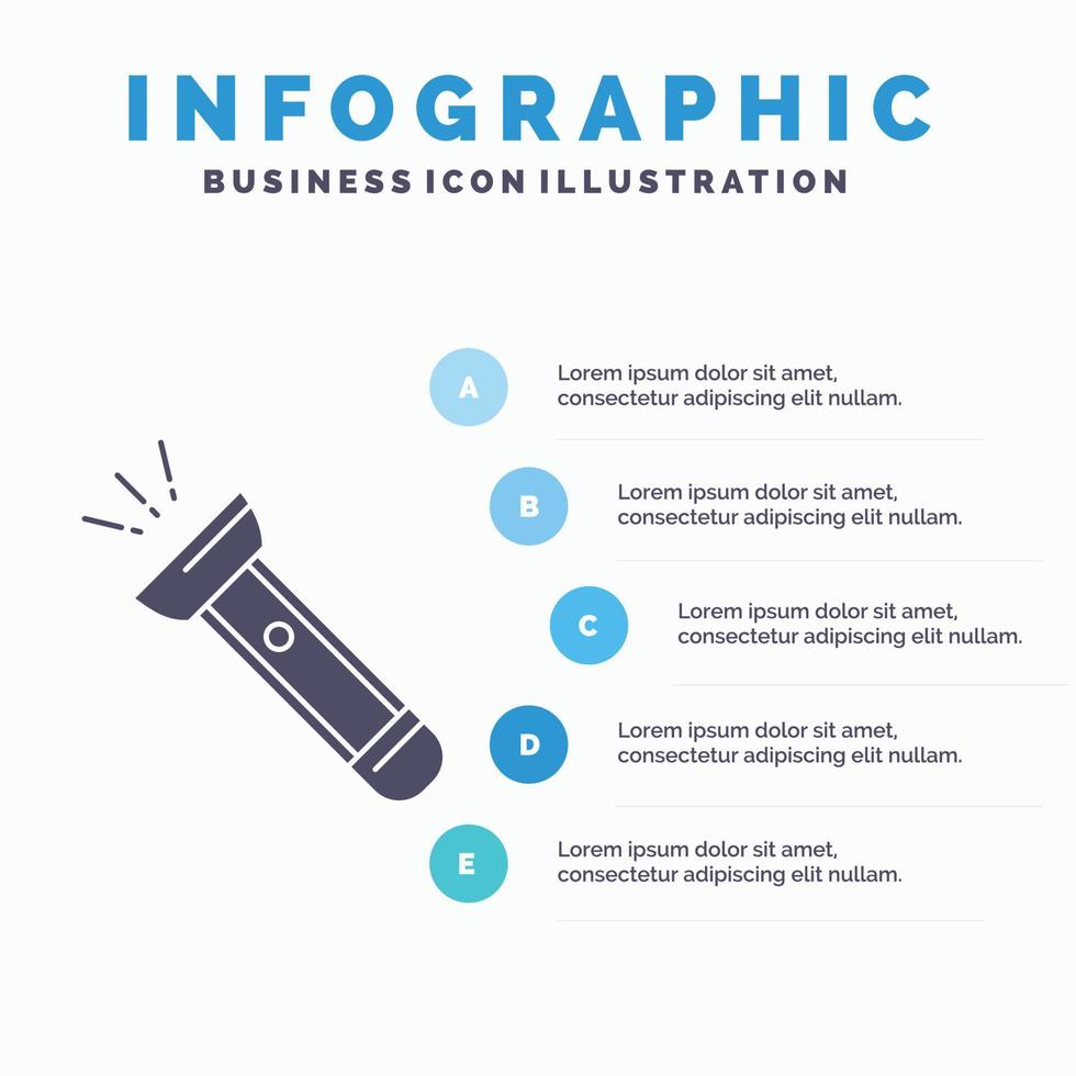 fakkel. licht. flash. camping. wandelen infographics sjabloon voor website en presentatie. glyph grijs icoon met blauw infographic stijl vector illustratie.