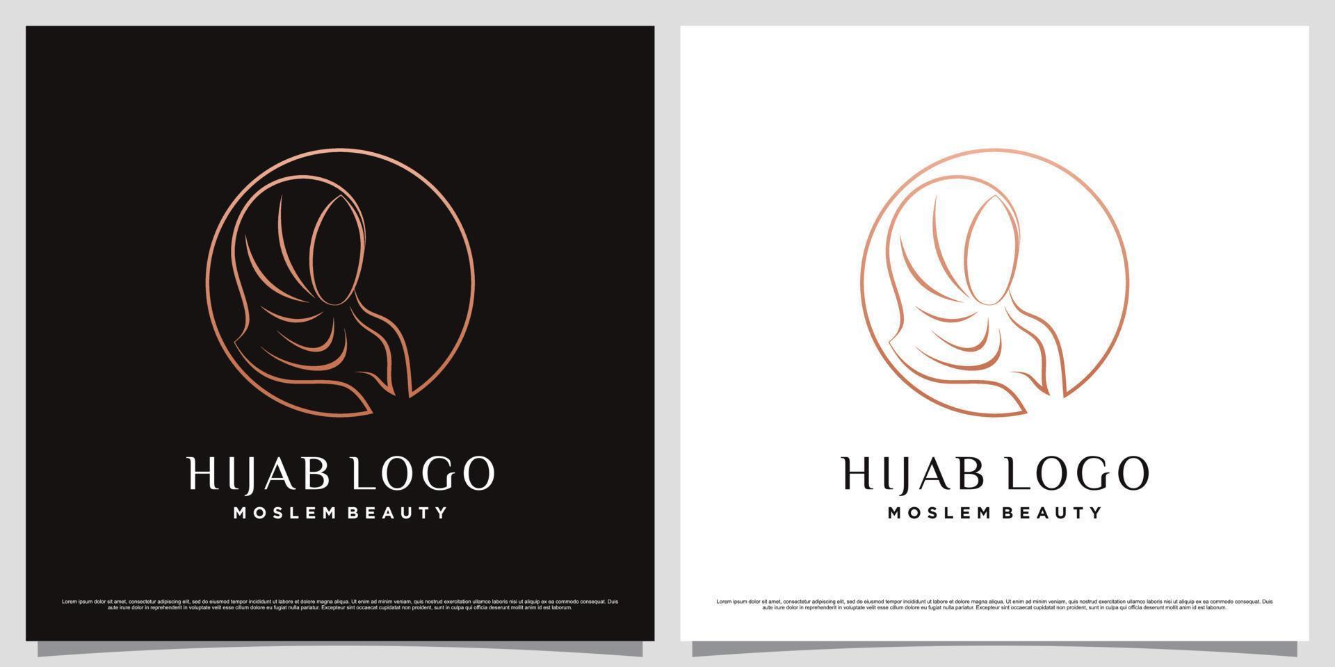 muslimah Dames logo ontwerp vervelend hijab met lijn kunst concept en creatief element vector