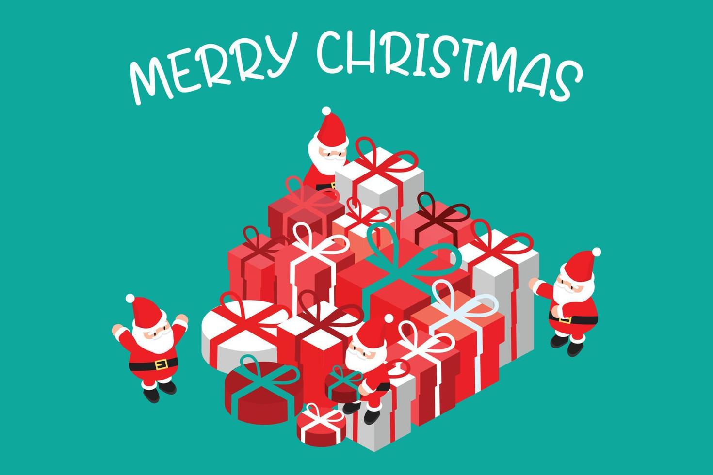 isometrische Kerstmis banier sjabloon met de kerstman en Kerstmis geschenk doos vector