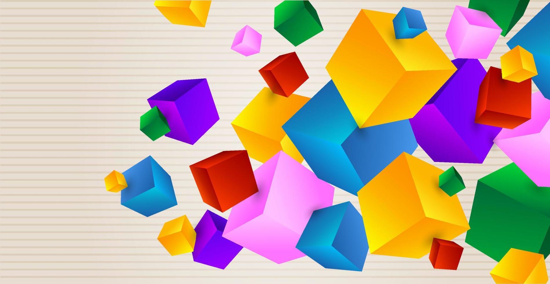 3d abstract achtergrond met dynamisch kubussen. helling abstract achtergrond, plons van meetkundig kubussen. vector