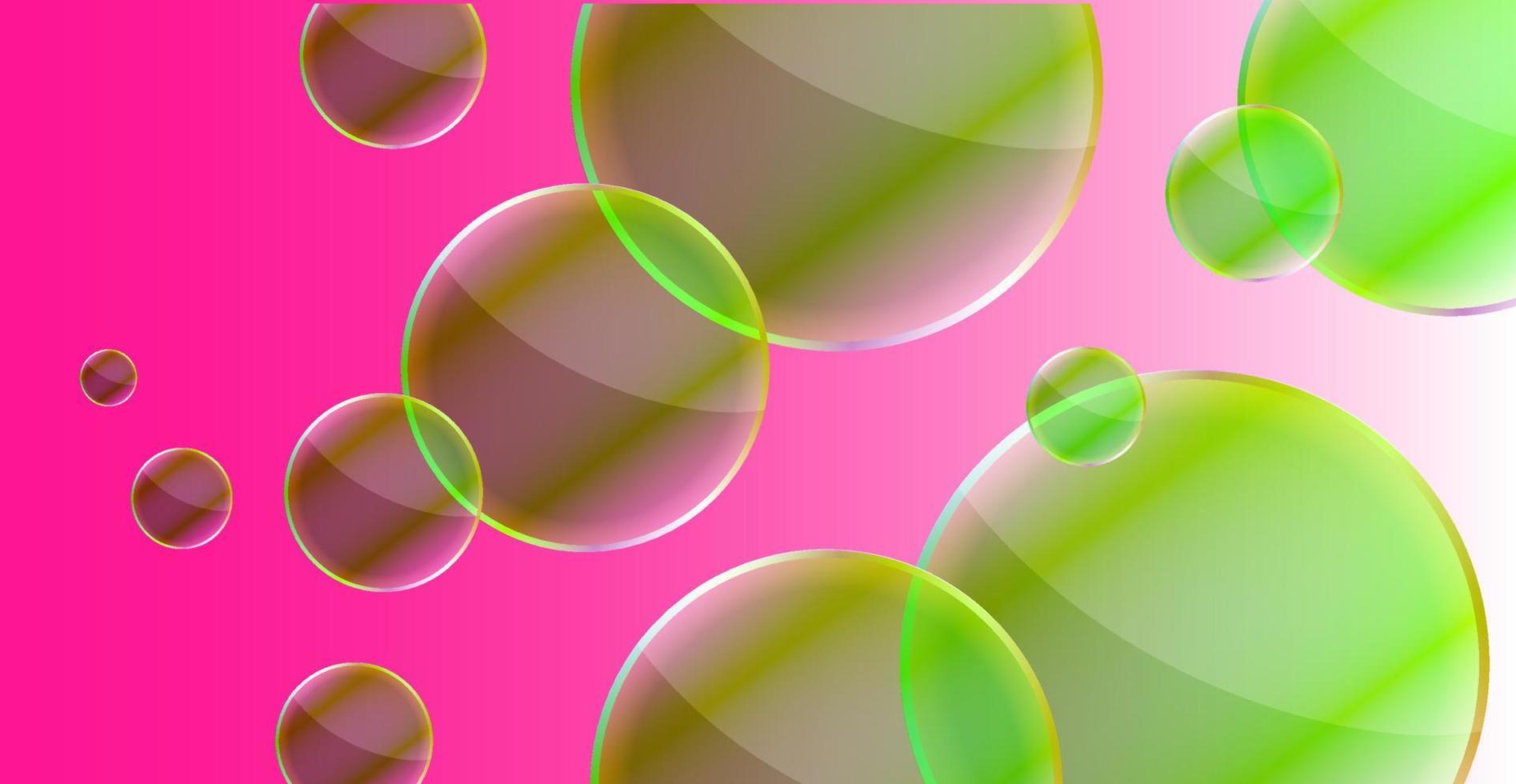 realistisch achtergrond met transparant geel en Purper bubbels en reflectie effect. vector