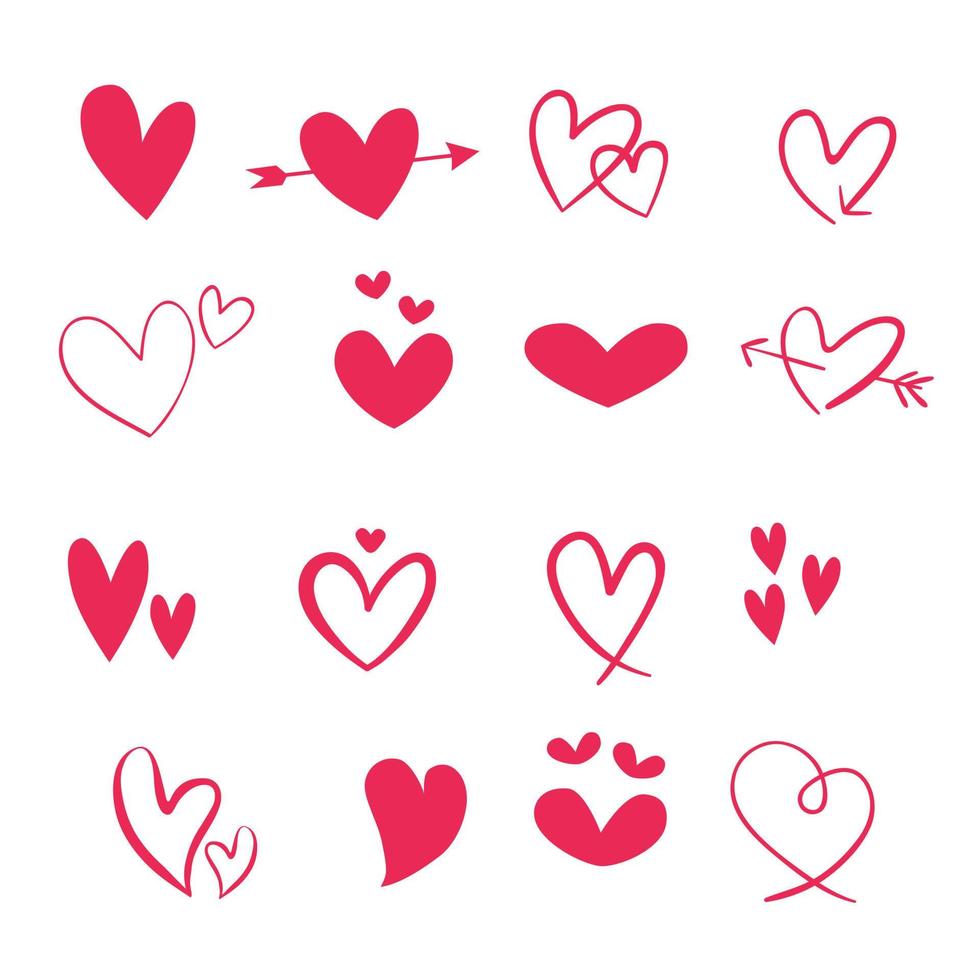 roze hart pictogrammen vector illustratie