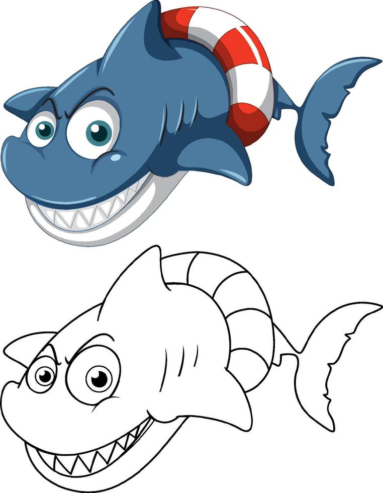 tekening dier karakter voor haai vector