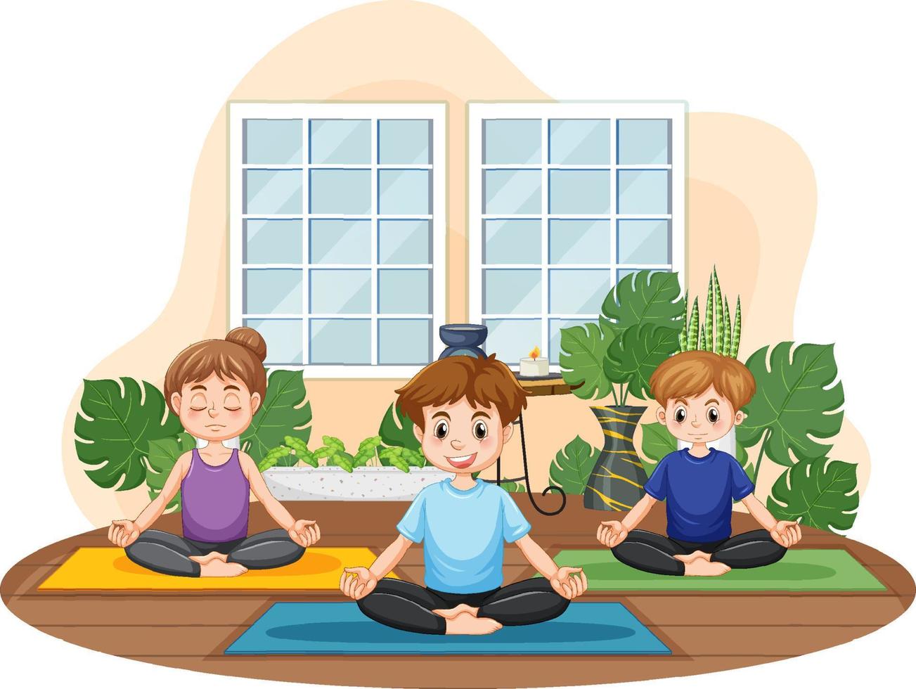 groep van mensen beoefenen yoga vector