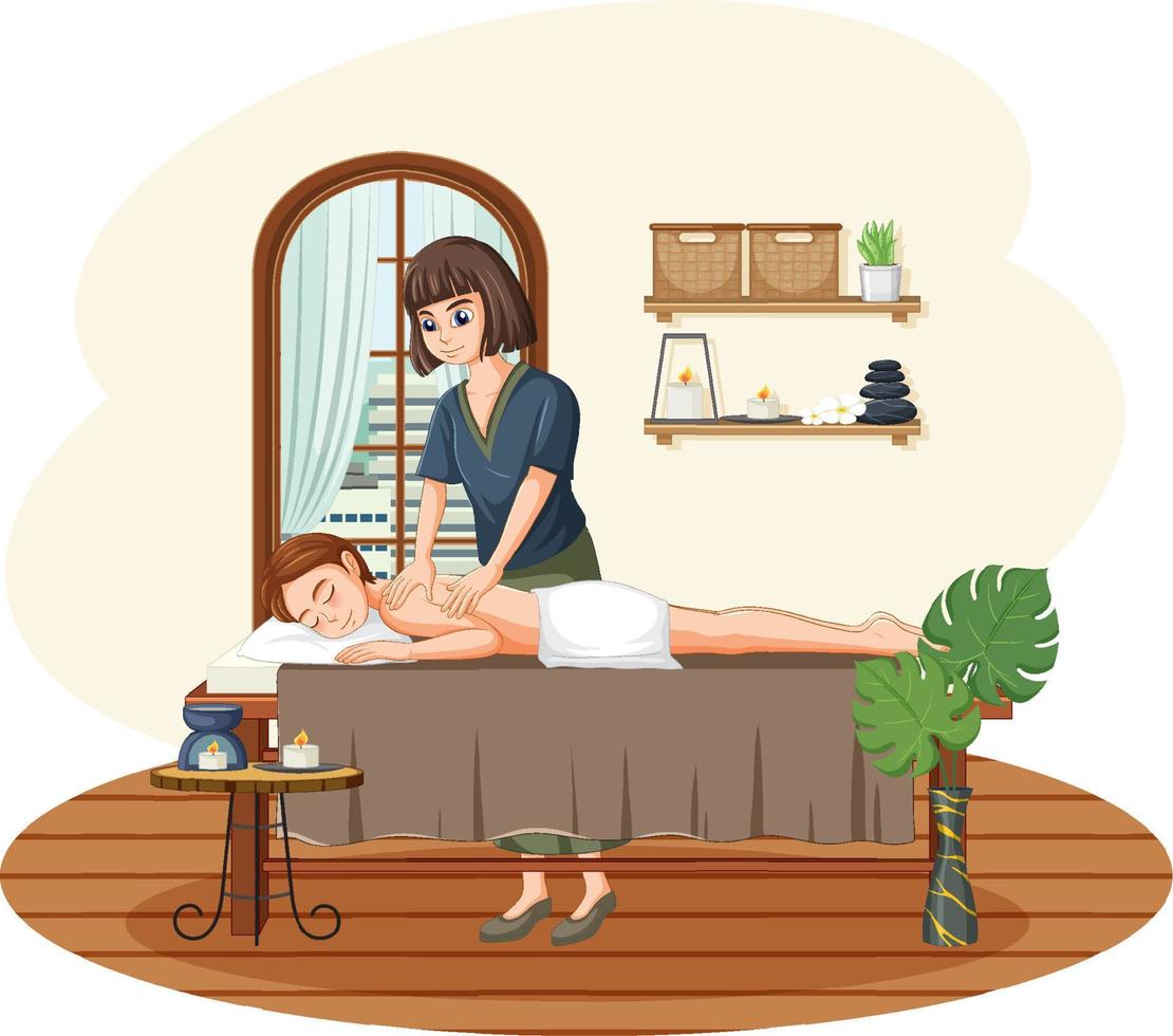vrouw krijgen terug massage spa vector