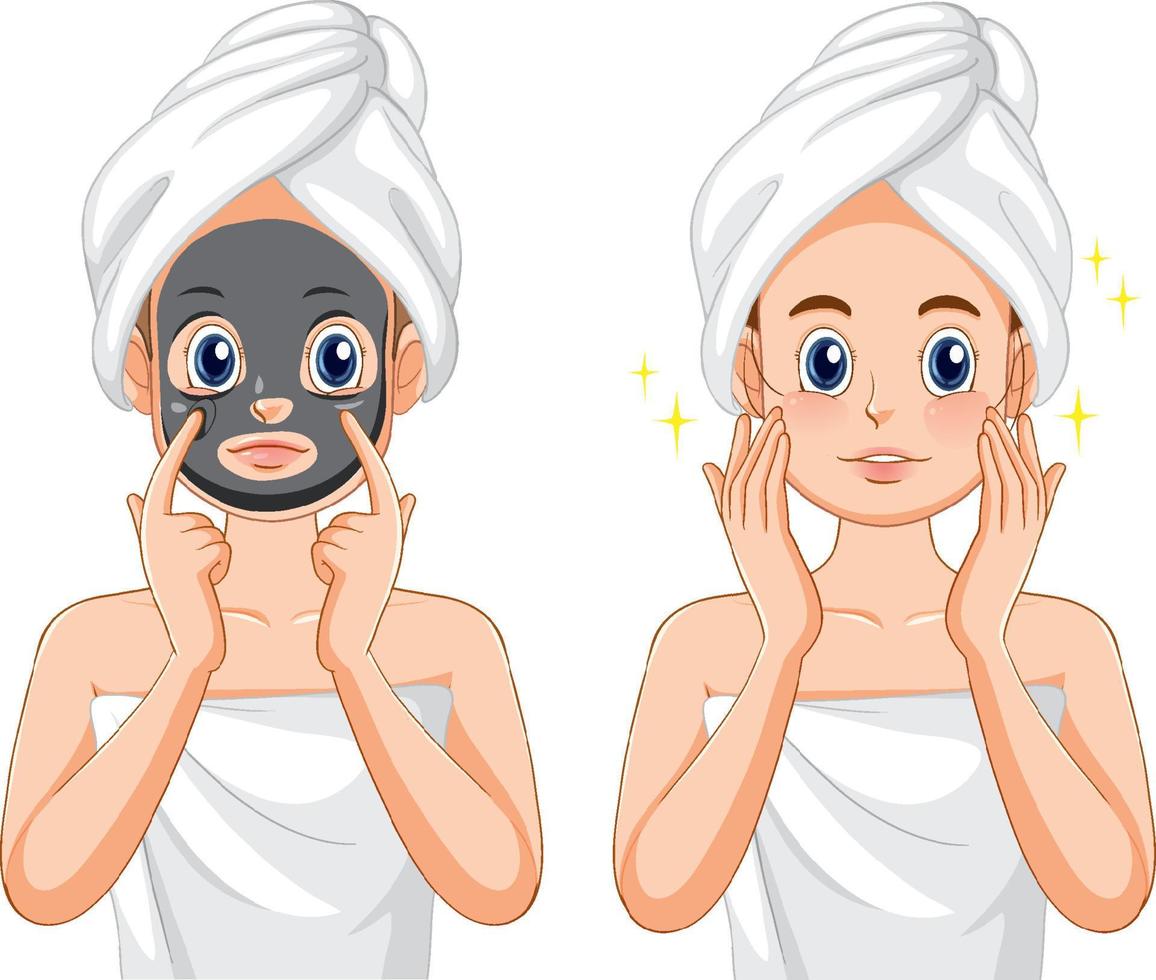 spa vrouw toepassen gelaats masker vector