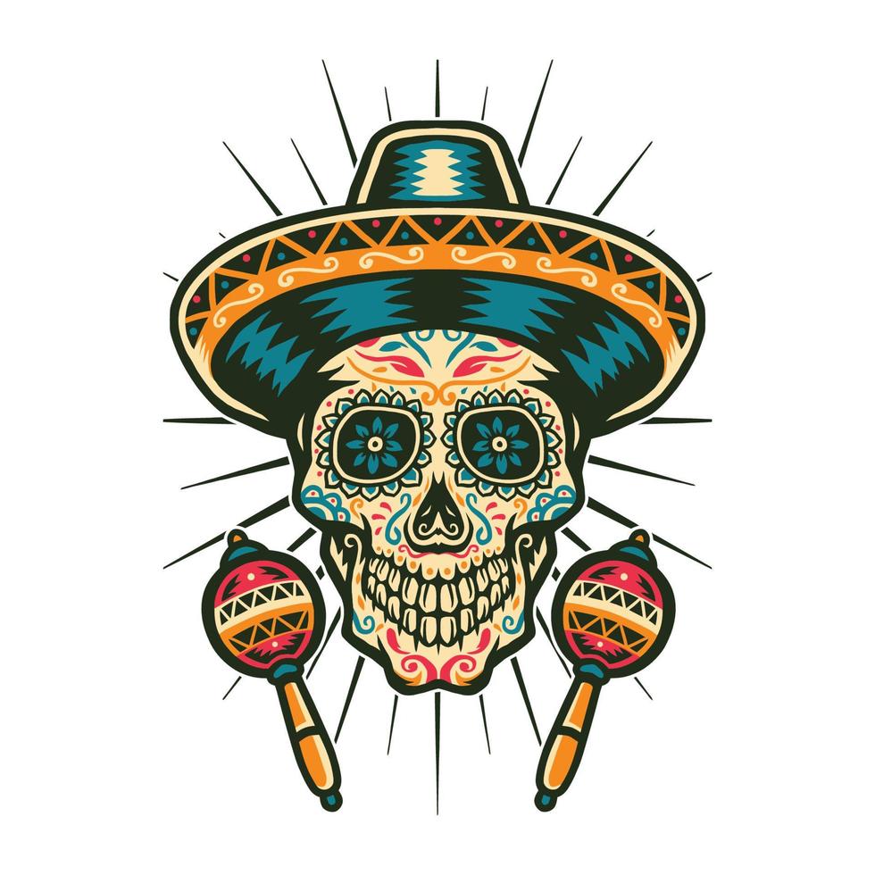 vector illustratie van Mexicaans suiker schedel
