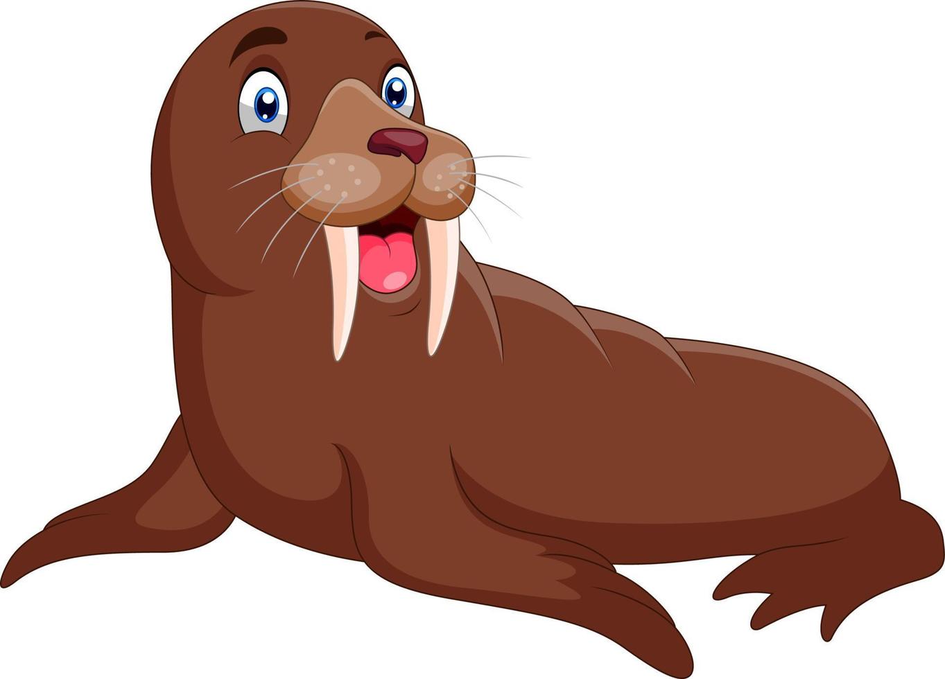 schattig tekenfilm walrus gelukkig een glimlach vector