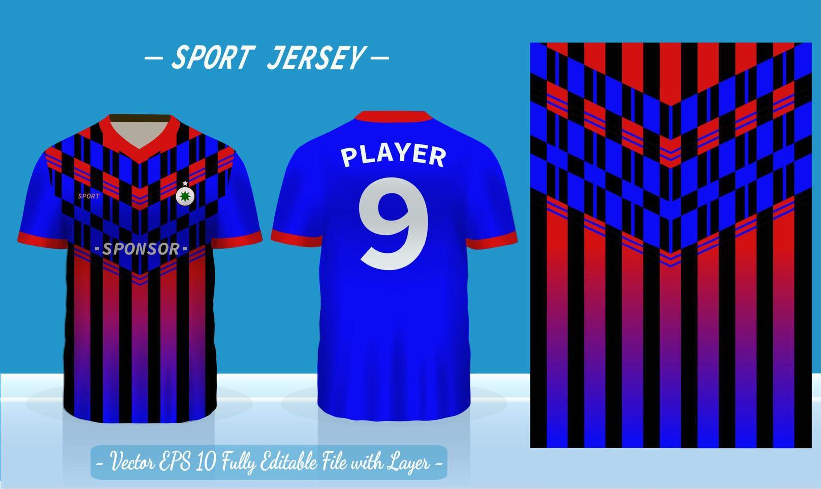 t-shirt sport sjabloon ontwerp voor voetbal Jersey, Amerikaans voetbal uitrusting of basketbal, badminton Jersey. sport uniform in voorkant en terug visie. sport overhemd bespotten omhoog voor sport club. vector illustratie.