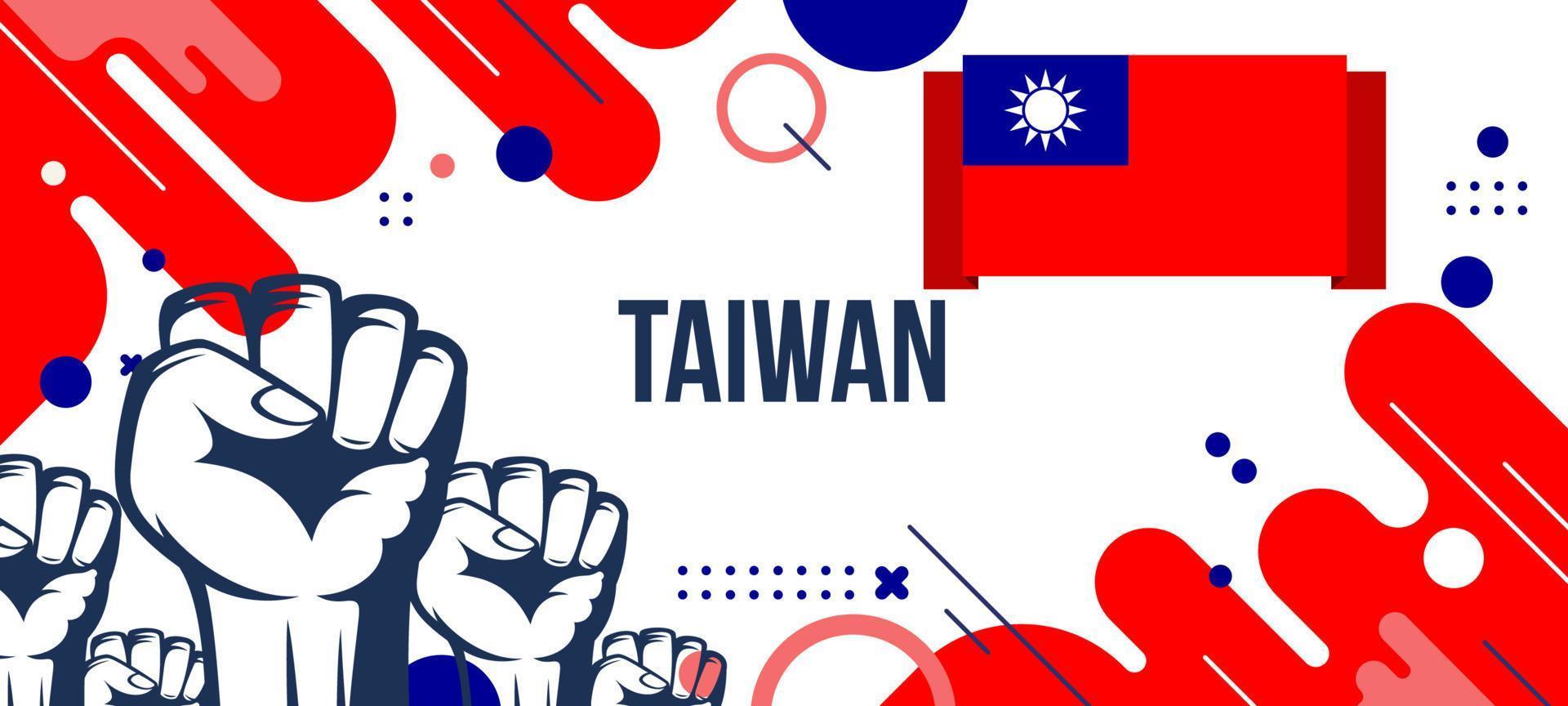 Taiwan nationaal banier met vlag, en meetkundig abstract achtergrond ontwerp vector