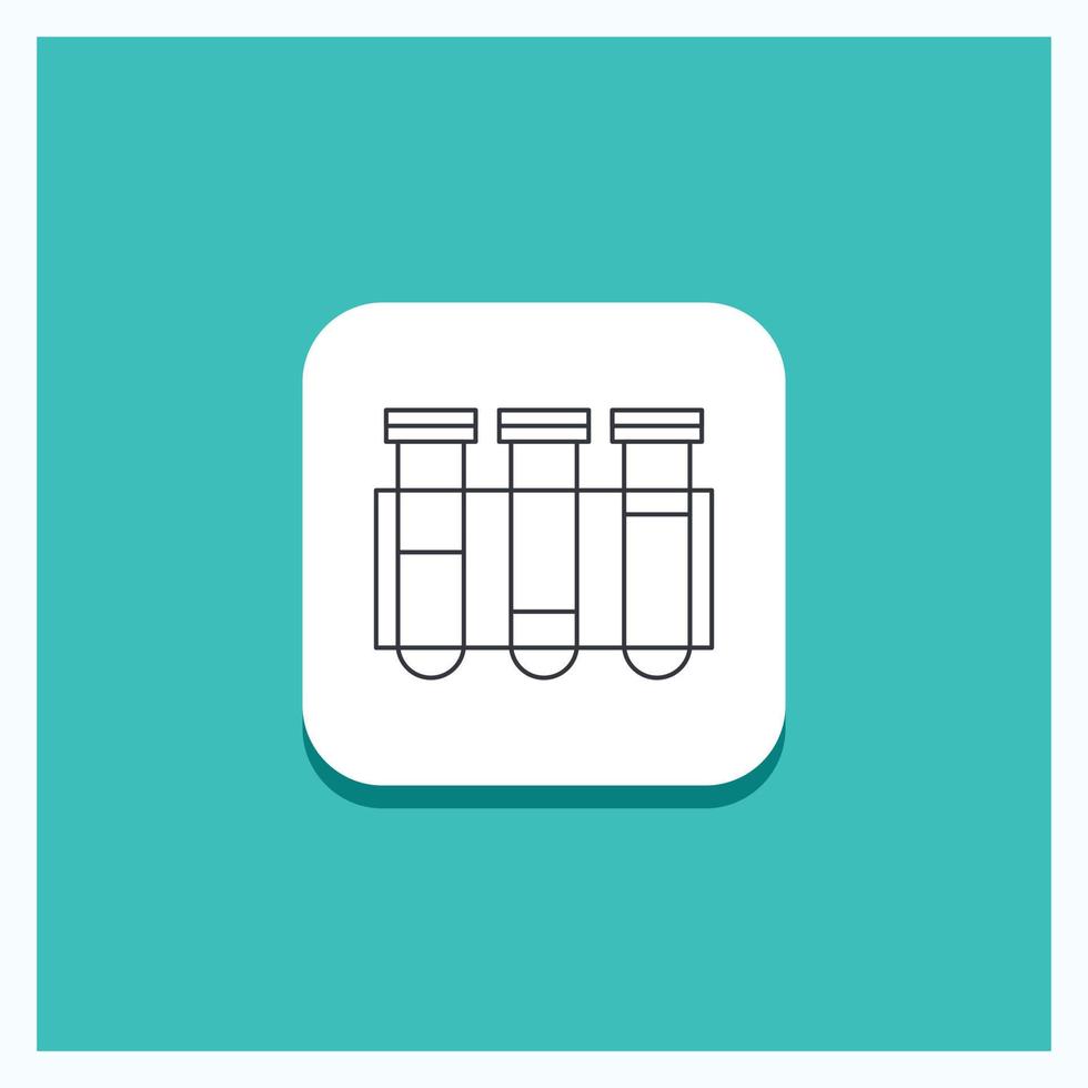 ronde knop voor testen. buis. wetenschap. laboratorium. bloed lijn icoon turkoois achtergrond vector