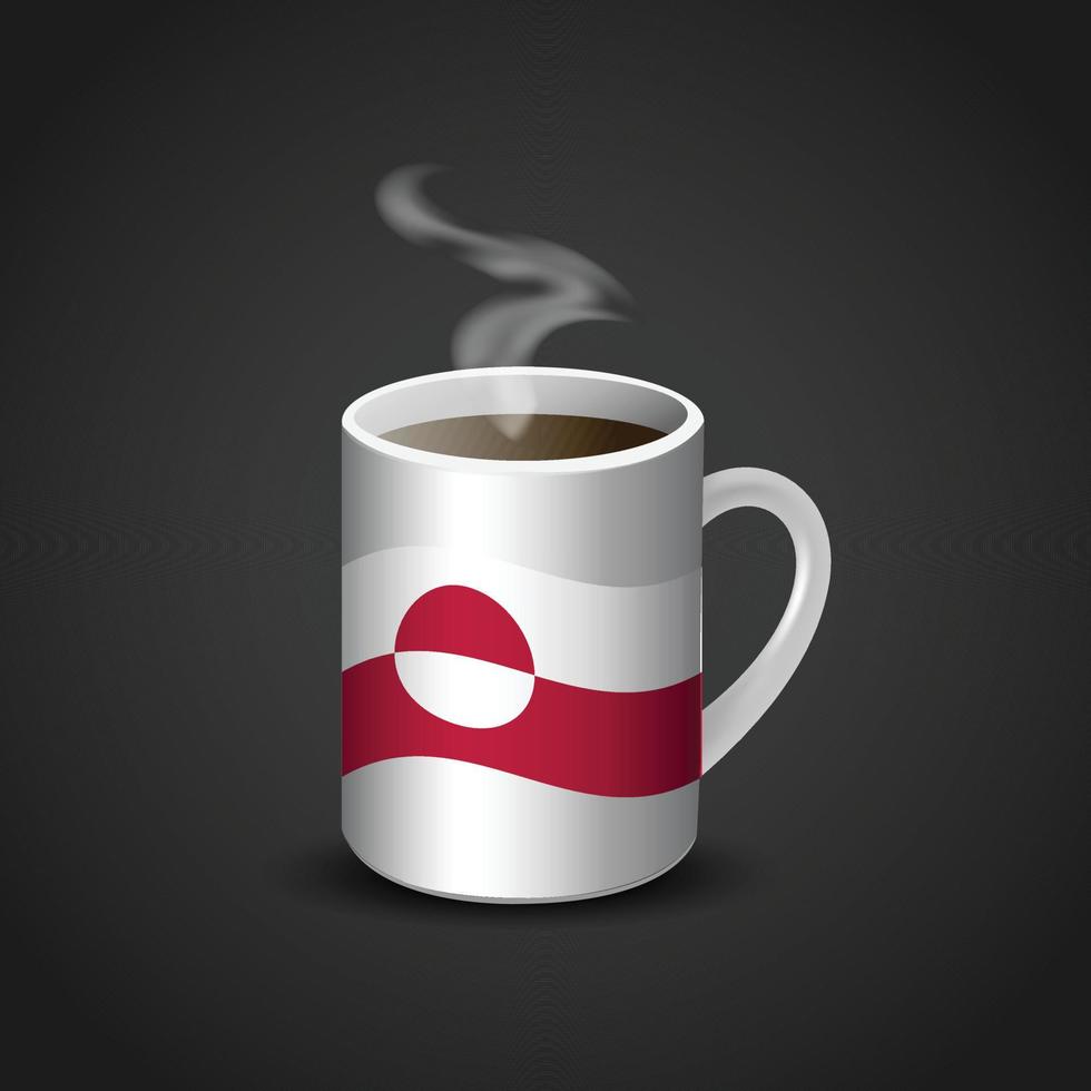 Groenland vlag gedrukt Aan heet koffie kop vector