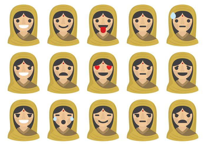 Indische Vrouw Emoticons vector