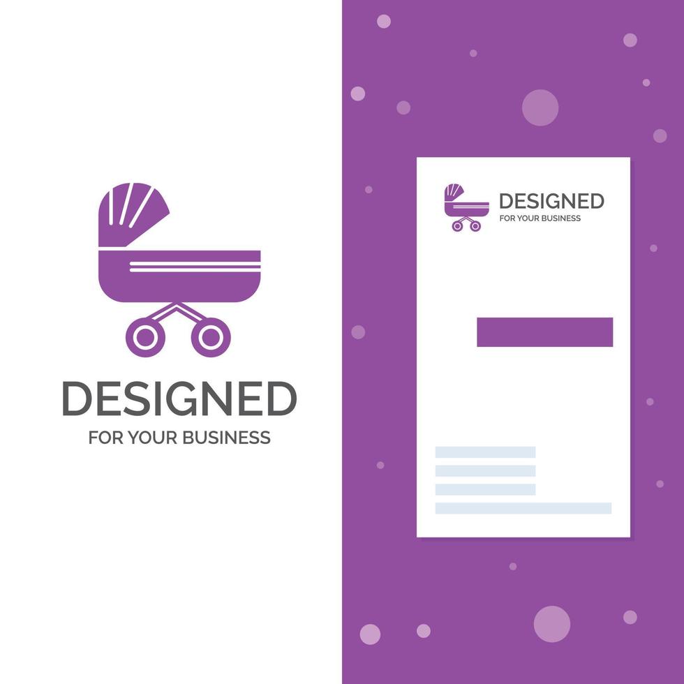 bedrijf logo voor karretje. baby. kinderen. duw. wandelwagen. verticaal Purper bedrijf .bezoeken kaart sjabloon. creatief achtergrond vector illustratie