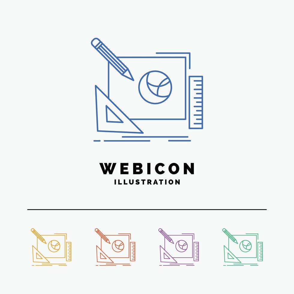 logo. ontwerp. creatief. idee. ontwerp werkwijze 5 kleur lijn web icoon sjabloon geïsoleerd Aan wit. vector illustratie