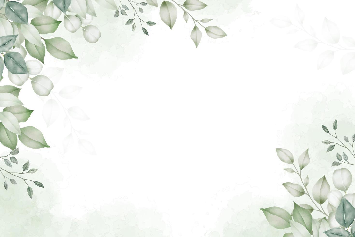 groen blad bruiloft uitnodiging kaart waterverf vector