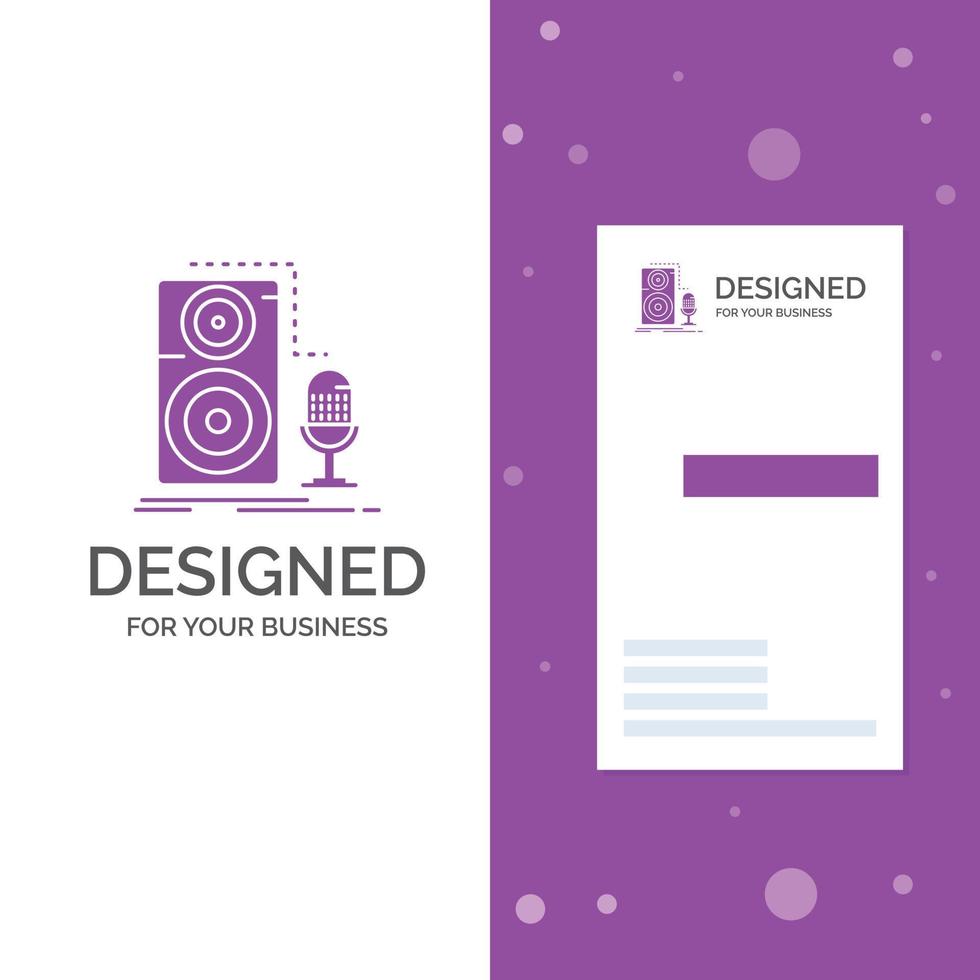 bedrijf logo voor live. microfoon. microfoon. dossier. geluid. verticaal Purper bedrijf .bezoeken kaart sjabloon. creatief achtergrond vector illustratie