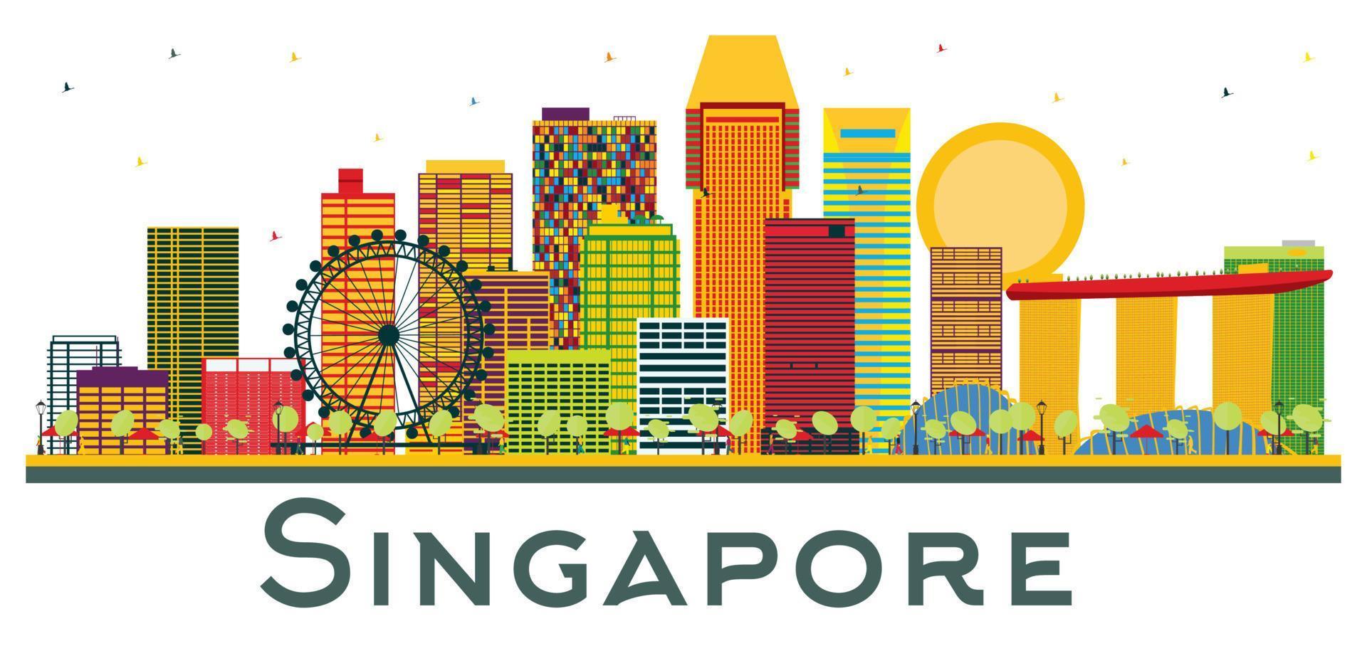 Singapore horizon met kleur gebouwen geïsoleerd Aan wit achtergrond. vector