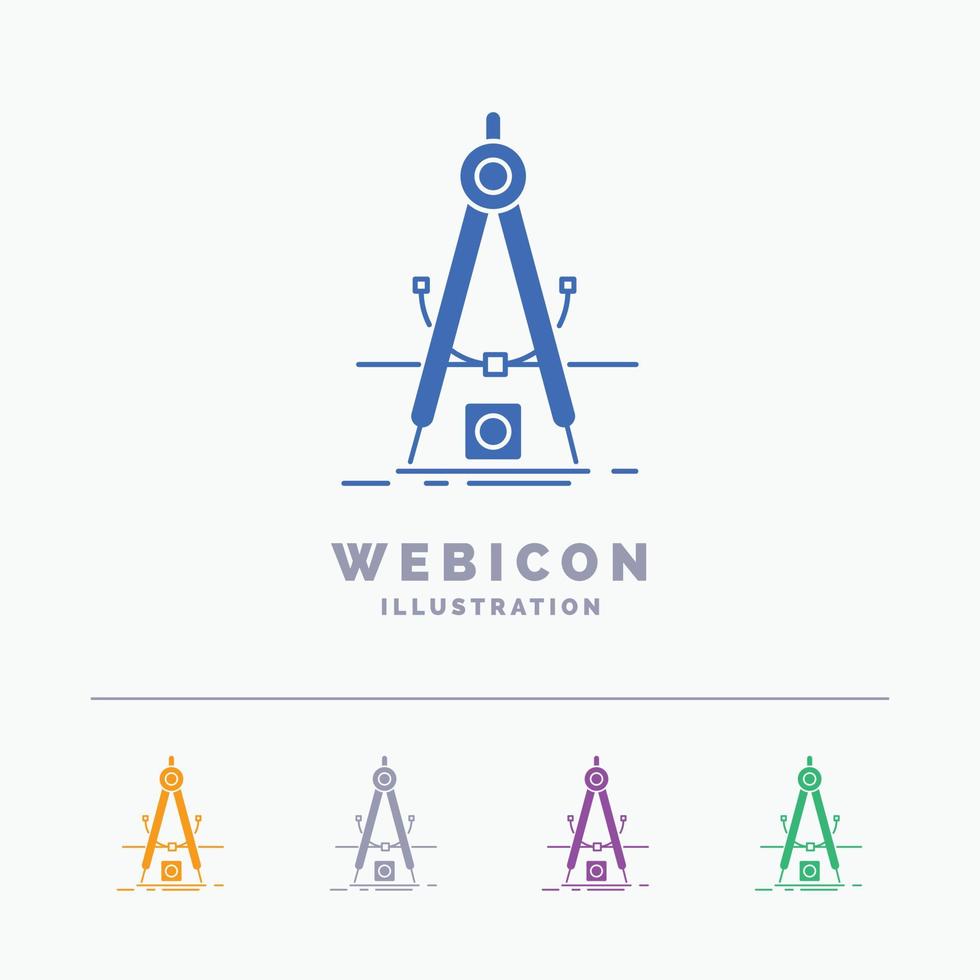 ontwerp. meeteenheid. Product. verfijning. ontwikkeling 5 kleur glyph web icoon sjabloon geïsoleerd Aan wit. vector illustratie