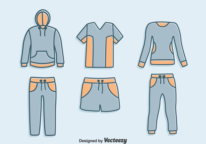 Handgetekende Tracksuit Vector Set