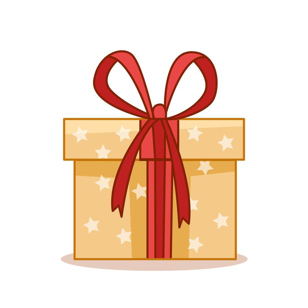 een geschenk doos met een verrassing, verjaardag en nieuw jaar viering. een geschenk in een pakket met een boog. vector tekenfilm illustratie