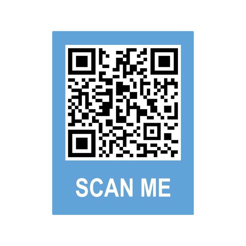 scannen me telefoon label. QR code voor mobiel app. qr code voor smartphone. geïsoleerd illustratie Aan een wit achtergrond. tekenfilm stijl. vector illustratie.