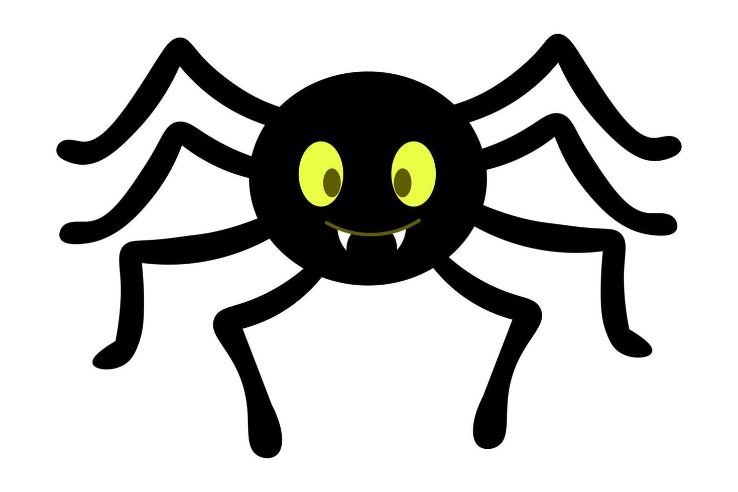 spin. silhouet. schattig kieskeurig. vector illustratie. een knap jager. een grappig karakter met groot hoektanden. weinig duizendpoot. geïsoleerd wit achtergrond. halloween symbool. allemaal heiligen dag.