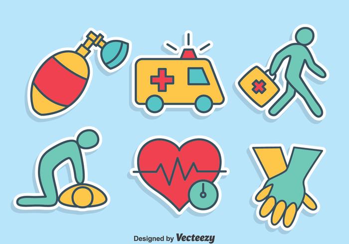 Hand getekende eerste hulp iconen vector set