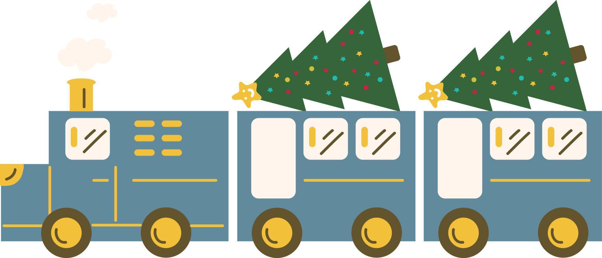 Kerstmis trein. slingers, vlaggen, etiketten, bubbels, linten en stickers. verzameling van vrolijk Kerstmis decoratief pictogrammen vector