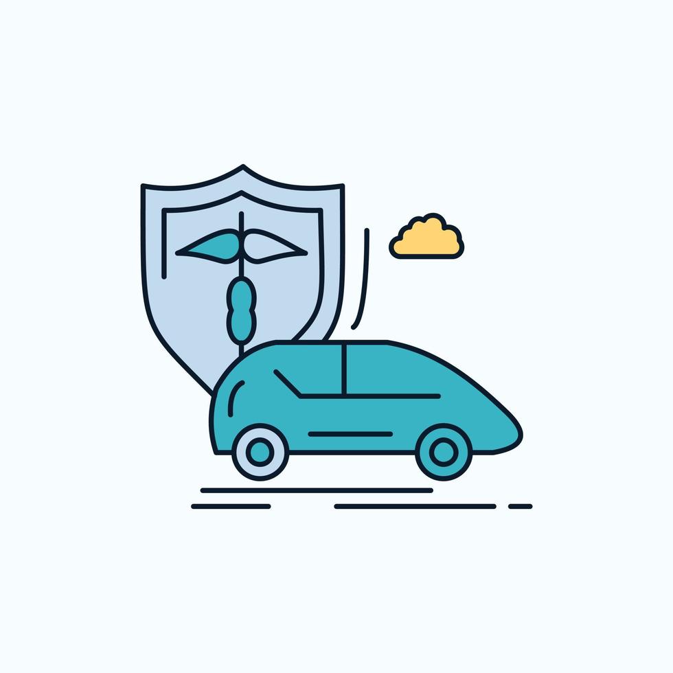 auto. hand. verzekering. vervoer. veiligheid vlak icoon. groen en geel teken en symbolen voor website en mobiel toepassing. vector illustratie