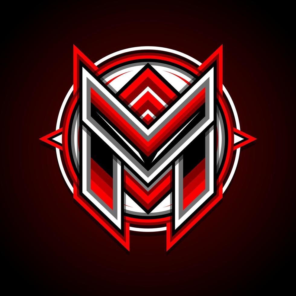 brief m mascotte vector illustratie, embleem esports