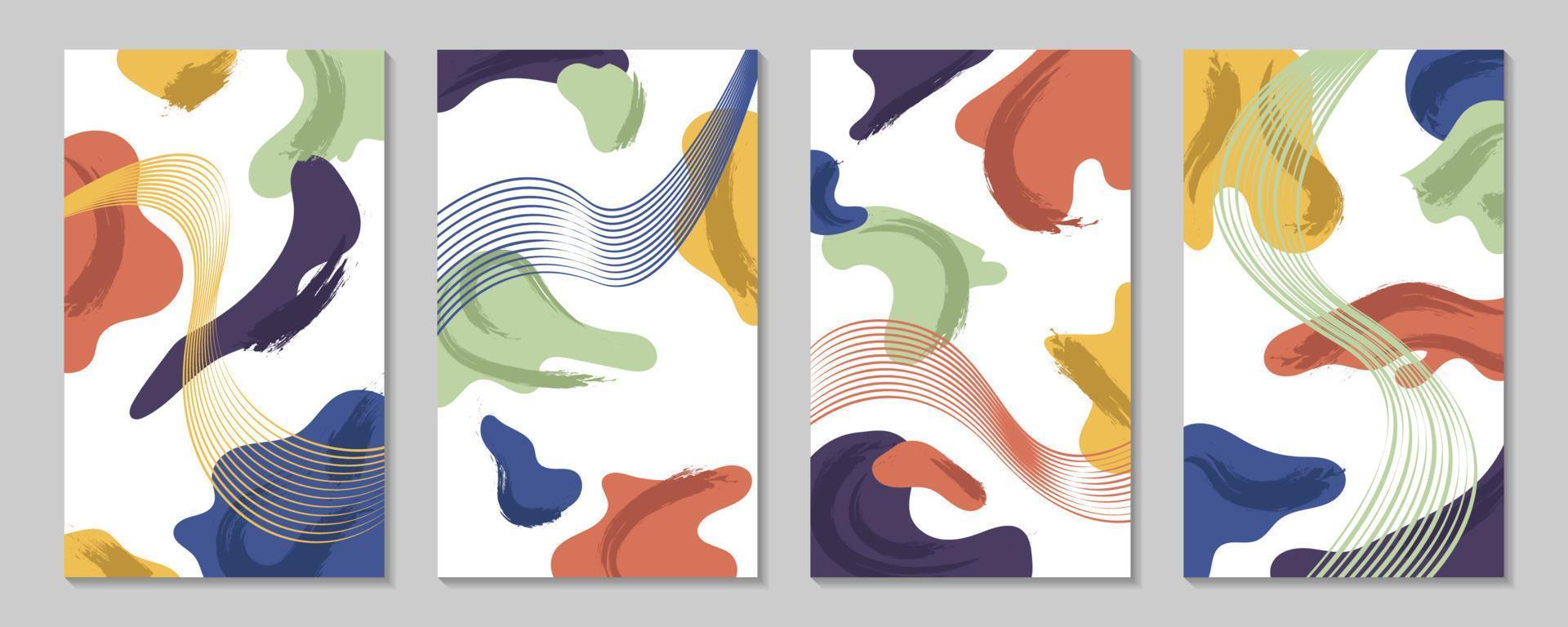 vector minimalistisch abstract kunst achtergrond met waterverf vlekken en tekening vormen. ontwerp voor muur ophangingen, ansichtkaarten, posters of brochures